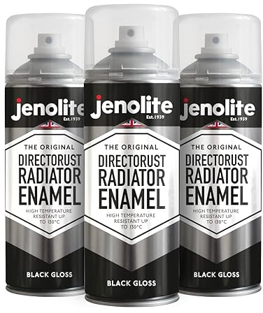 JENOLITE Heizkörperlack | Emaille-Sprühfarbe für Heizkörper | Schwarz glänzend | 3 x 400ml