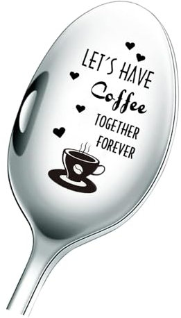 Cucchiaio da caffè inciso, facciamo caffè per sempre, cucchiaio in acciaio inox, regali per amanti, migliori amici, amanti del caffè (Let's Have Coffee Together Forever)