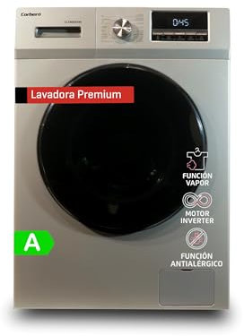 Corberó - Lavadora Carga Frontal | CLT805XVIN | 8 Kg | 1400 Rpm Inverter | 16 Programas | Vapor Antialérgico | Inicio Diferido | Lavado Rápido | Puerta XXL | Inox