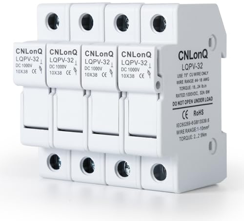 Jadeshay 4 Stück Solar PV Sicherungshalter RT18-32X 1P DC1000V Photovoltaik-Sicherungshalter Hutschiene10x38 mm 32A Solar Sicherungshalter