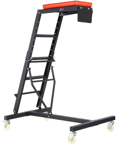 VEVOR Sommier de Mécanicien Surélevé Chariot de Mécanicien Haut Profil Hauteur Réglable 116-168,5 cm Charge 181 kg Escabeau de Travail pour Accès Facile au Moteur Auto Camion Tracteur Pickup