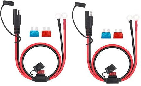 Dongge Lot de 2 connecteurs de batterie SAE SAE coupent rapidement la fiche dans le fusible à borne annulaire de 12 V qui convient pour le chargement de motos, tracteurs, voitures, etc