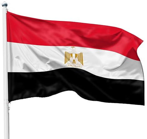 PHENO FLAGS Ägypten Flagge 90x150cm - wetterbeständige Fahne mit Messingösen, 100% Polyester, robuste Doppelnaht & in lebendigen Farben - ideal für Flaggen-Liebhaber