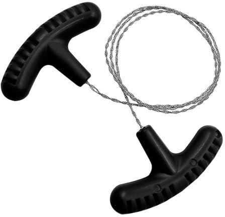 1 alambre de sierra de supervivencia al aire libre, herramienta de sierra manual de acero de supervivencia de emergencia de 70 cm para camping, caza, senderismo, pesca (negro)