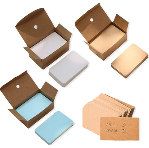 QOWUXHZ 150 Feuilles Carte De Visite Cartes Vierges En Papier Vierge Cartes De Modération En Papier Kraft Blanc À Personnaliser Pour Bricolage École Bureau Apprentissage Du Papier Kraft Blanc Et Bleu
