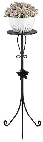 HowHomely Portavaso rotondo in metallo, altezza 95 cm, realizzato a mano, in metallo, con elementi decorativi, supporto per fiori per il soggiorno e la camera da letto