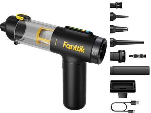 Fanttik Slim V10 Mix Aspirador Inalámbrico para Coche, 4 en 1 Aspirador y Plumero de Aire Portátil, Pantalla LED Inteligente a Color, 16kPa de Potencia de Succión, Mini Aspirador Portátil Inalámbrico