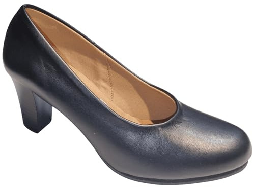ARIADNA SÁNCHEZ Zapatos de Salón Mujer Cómodos 24 Horas Gaia, para Azafatas y Trabajo. Calzado de Piel Fabricados en España, Tacón Alto (Negro, Sistema Tallas Calzado EU, Adulto, Números, Ancho, 37)