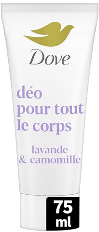 Dove - Déodorant pour Tout le Corps - Crème - Lavande & Camomille - Anti Odeurs et Traces Blanches 72h - Conçu pour les Peaux Sensibles - 75ml