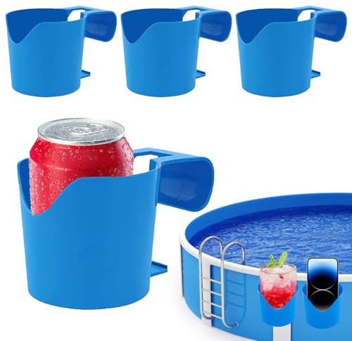 4 stycken poolmugghållare poolkant mugghållare vattenkopp hängande hållare för pool poolside mugghållare pooltillbehör för drycker, mobiltelefon