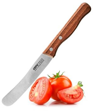 GEFU Couteau à bosse STULLE | Lame Solinger de 11 cm pour couper et étaler | Manche en bois de noyer inoxydable pour le petit-déjeuner et le pain, fait main