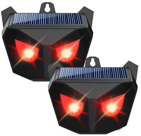 COODAY Répulsif Ultrasons pour Animaux Sauvages,Repeller Lumière Prédateur pour Animaux,Imperméable Lampe LED Rouge Solaire Peut être Suspendue,comme Le Sanglier Raton Laveur Adapté pour Jardin.