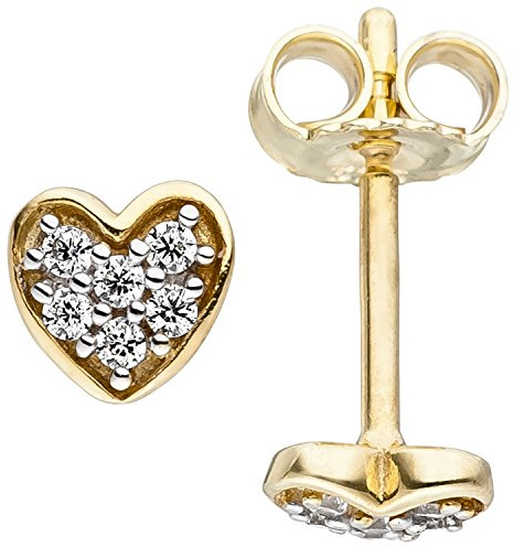 Jobo Kinder-Ohrstecker Herz aus 9 Karat 375 Gold mit Zirkonia
