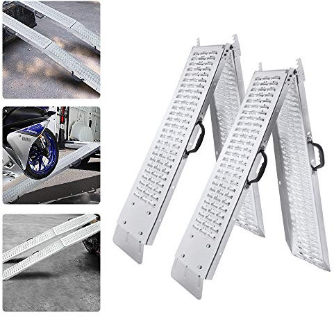 Aufun Rampa Plegable de Carga de hasta 400 kg, rampa de Carga Antideslizante con asa, rampa de Carga para remolques, Motocicletas, ATV, Quad, 180 x 22,5 cm