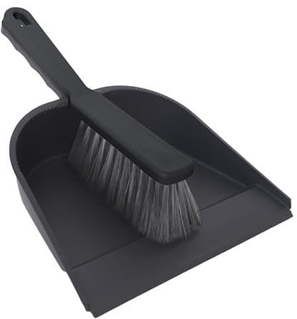 YORK Balayette et Pelle avec Caoutchouc - Kit de Balayage Manuel - Pelle et balayette - Fabriqué en granulés - Kit de Balayage écologique (Noir), 8,5 x 5,5 x 2,5