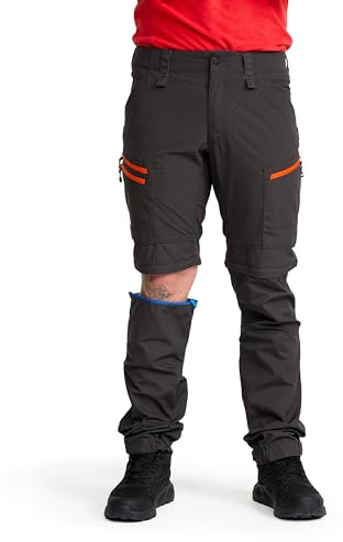 RevolutionRace RVRC GP Pro Zip Off Pants para Hombre, Pantalones de Senderismo Convertibles, Grey/Orange, M