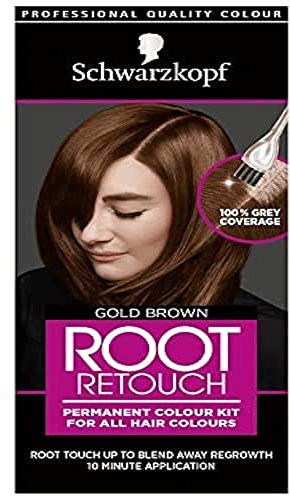 Schwarzkopf Root Retouch Permanent Root Concealer Brown Hair Dye, Ideal for Touching Up Grey Root Regrowth, Ammonia Free, Gold Brown