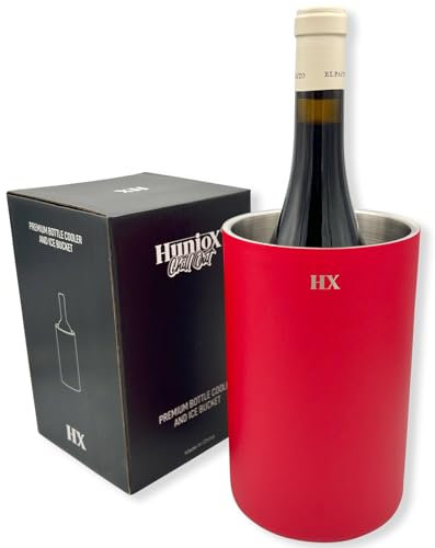 Huniox® Chill Out Weinkühler - Sektkühler - Flaschenkühler - Champagner Kühler - Sektkühler Edelstahl - Getränkekühler - Flaschen Kühler - Flaschenkühler Mit Kühlakku - Weinkühler & Sektkühler (Red)