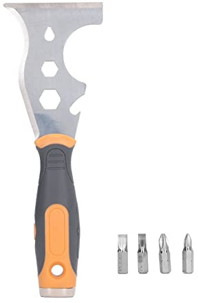 Yuecoom Rascador de pintura, raspadores de pintura para madera, espátula multifuncional para masilla 16 en 1, hoja de acero inoxidable, herramienta para quitar pintura, raspador