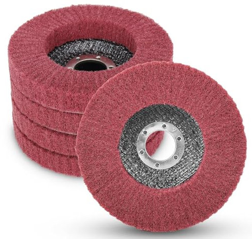 NuoDunco Lot de 5 disques abrasifs en fibre de nylon pour meuleuse d'angle, finition de surface en métal, grain 320 11,4 x 2,2 cm