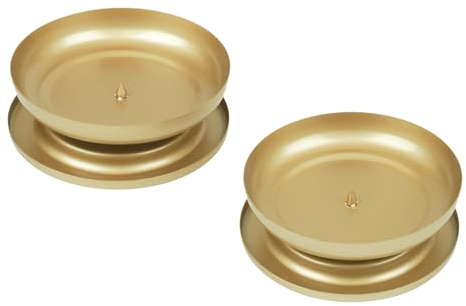 KRIPINC 2 Pièces Bougeoir Doré, Support Bougie en Fer, Porte Bougie avec Pointe de 1cm, Bougeoirs pour Bougies Piliers et Chauffe Plat, Centre de Table Decoration, Bougeoir Vintage pour Mariage Noël