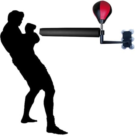 XMWOEIX Barre de Rotation de Boxe Wing Chun Dummy avec Punching Ball, entraîneur de Vitesse de Mannequin de Boxe Mural, Bras de Frappe thaï réglables en Hauteur pour Kickboxing, Arts Martiaux