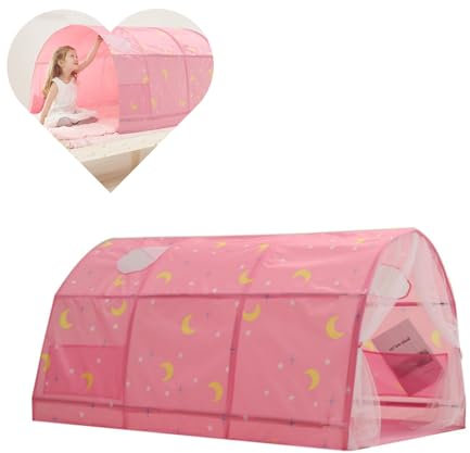 Carpas de juego para niños, tienda de cama, túnel para niños, tienda de campaña interior/exterior para niños y niñas, tiendas de cama de ensueño portátiles para decoración de dormitorio, rosa