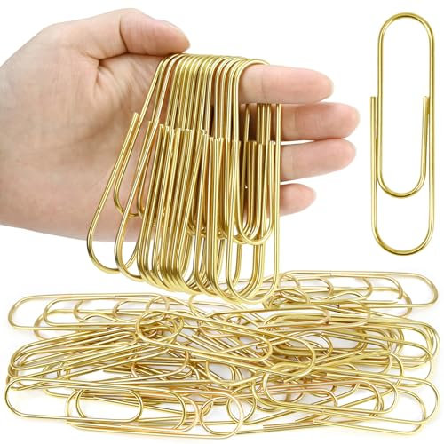 Alethron Büroklammern Groß, 100mm Metall Große Büroklammern Gold 30 Stück Büroklammer Groß Korrosionsbeständig Büroklammer für Papiere Schule Dokumente Bürobedarf