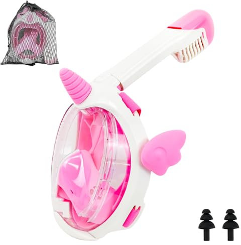 Joellfuner Schnorchelmaske für Kinder, CO2-Sichere Tauchmaske für Schwimmanfänger im Alter von 4-10 Jahren, 180-Grad-Sicht Tauchmasken mit Verstellbaren Kopfbändern, Geschenk für Kinder (Rosa)