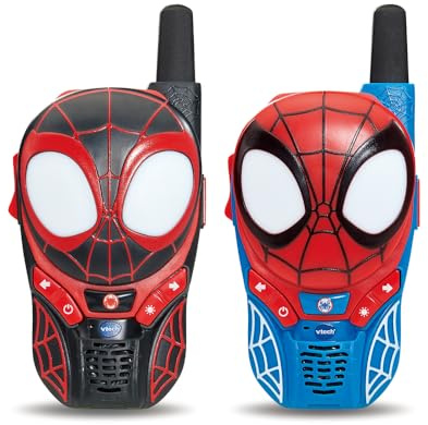 VTech - Talkies-Walkies Interactifs Spidey et Ses Amis - 2 Talkie Walkie Spidey/Spin - Communication Sécurisée, Jeux et Effets Lumineux - Cadeau Enfant de 3 Ans à 7 Ans - Contenu en Français