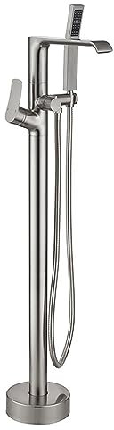 Robinet de Baignoire de Salle de Bain En Cascade Robinet de Baignoire Autoportant Cascade Monotrou 2 Modes Baignoire Autoportante Dessin Rotatif à 360 °