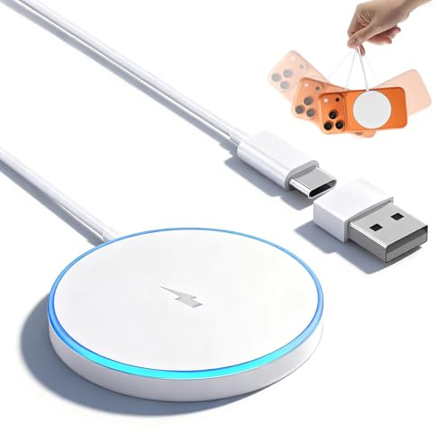 La Brodée Wireless Charger 15W for Mag Safe Charger, Phone Charger with Dual Charging Ports Charging Pad Compatible with iPhone 17 Air/Pro Max/16/15/14/13/12 Series, Air pods Pro 3/2
