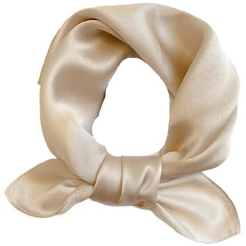 YILWPV Sciarpe quadrate in seta tinta unita for donna Cravatte al collo Foulard Fazzoletto da Fascia for capelli Nastri for borse for Per Donna(Beige)