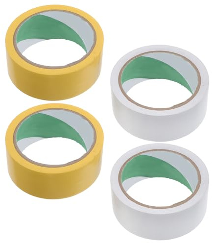 ELAYARD Nastro di Marcatura per Campi Sportivi 4 CM X 175 M 4 Pezzi Giallo e Bianco Nastro Adesivo Resistente alle Intemperie per Pickleball Calcio e Palestra Marcatori Visibili per