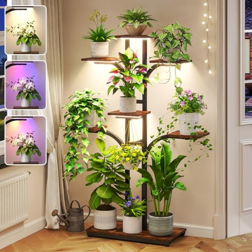 Plant Stand Indoor with Grow Lights, 53.7 Tall Plant Shelf for Home Patio