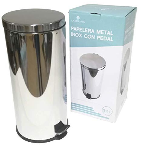 thesecrethome.es Pattumiera a pedale, in acciaio inox, 30 l, diametro 29 x altezza 65 cm, per soggiorno, bagno, cucina o ufficio