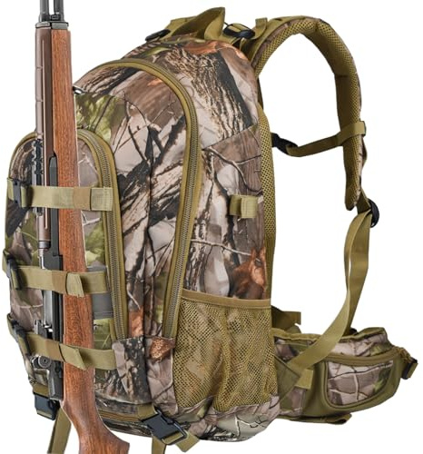 AUMTISC Hunting Bag Backpacks for Men with Rifle Holder, 40L Waterproof Hunting Day Bag Pack for Hunt Gear Gift Gun Bow, Camo