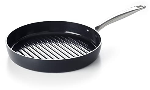 GreenPan Chatham Black Prime Midnight Hard Anodized Healthy Ceramic Nonstick, 11 Grill Pan, PFAS-Free, Dishwasher Safe, Oven Safe, Black