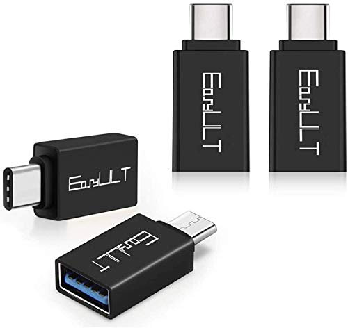 EasyULT Adattatore USB C a USB 3.0 [4 Pezzi], Adattatore Tipo-C a USB A con OTG Connettore Alta Velocità Compatible per Galaxy S8/LG Q8/OnePlus 5T/Honor 9 e Altri Dispositivi USB C (Nero)