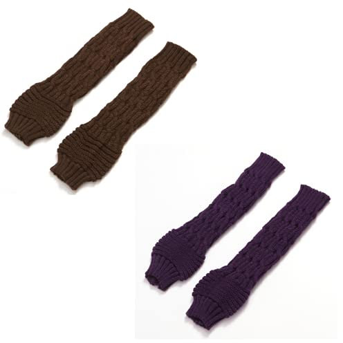 CHENGZI 2 Paar gestrickte Armabdeckungen für Herbst und Winter, modisch, warme Finger, Handgelenk, Armstulpen, Strickfäustlinge, Outdoor-Reitarm-Zubehör, B, Length:30cm