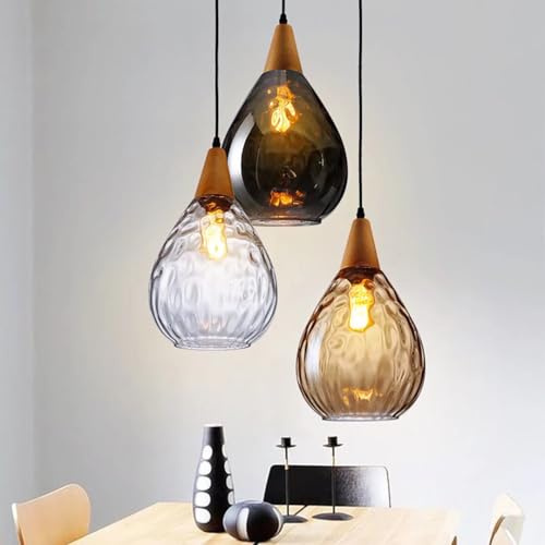 Glaspendellampa Droppformad glasskärm med vattenvågor Nordisk stil Taklampa Sänglampa För Sovrum, Bar, Matsal