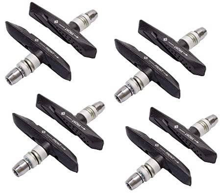 P4B | 4 Paar V-Brake Bremsschuhe für Felgenbremse - Silent Stop – Asymmetrisch | Selbstreinigend und optimal bei Nässe Dank Profil im Airflow-Design | Allwetterbremsschuh | Bremsbeläge für Fahrräder