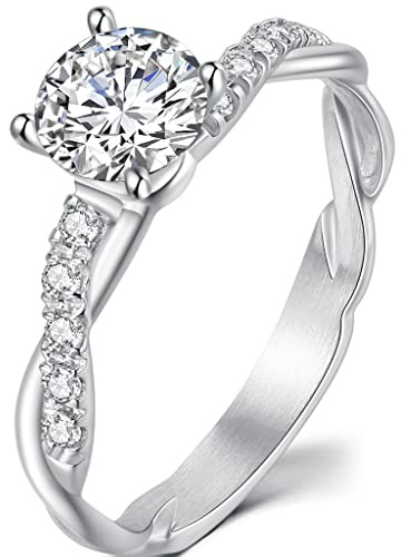Jude Jewelers Stainless Steel 2.0 Carat Simulated Diamond Wedding Engagement Solitaire Style Proposal Ring, 8 UK, Metal, Cubic Zirconia