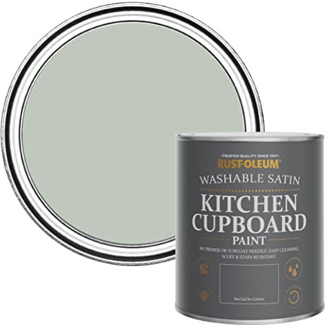Rust-Oleum Green Scrubbable Kitchen Cupboard Paint in Satin Finish - Chalk Green 750ml