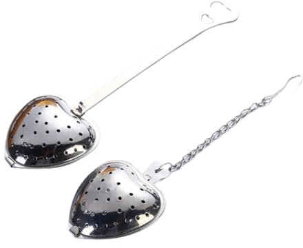 WHTCHSU 2Pcs Tea Strainers for Loose Tea Spoon - Heart Tea Steeper Tea Filter Fine Mesh Strainer Stainless Steel Tea Diffuser Tea Infuser Spoon - Loose Tea Steeper Tea Infuser
