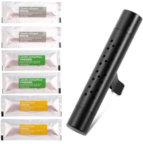 AOEVUIR 1 Pcs Deodorante per Auto in Alluminio Diffusore Profumo Auto, Purificatore d'Aria Auto, Aromaterapia Diffusore Auto con Olio Essenziale Solido con 6 Ricariche