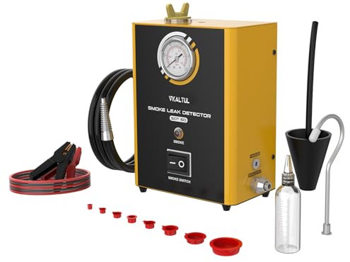 VKALTUL Nebelmaschine KFZ, kfz Nebelmaschine Lecksucher mit Manometer Eingebauten Luftpumpe 6 Detektionsfunktionen Temp. Schutz,1.6KG