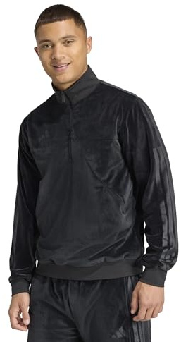 adidas Men's House Of Tiro Velour Half-Zip Track Top, Black, Small