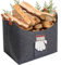 YeaHapiday Felt Firewood Basket with Handles Log Baskets for Fireplaces Indoor Outdoor Foldable Multi-Use Firewood wicker basket for Shopping, Vegetables, Newspaper or Firewood 45x32x40 cm Dark Grey
