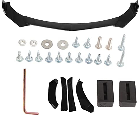 Cocoarm ABS Universal Front Bumper Lip Splitter Body Kit Glossy Black Front Bumper Lip Spoiler for Most Small Cars with Screw Pack